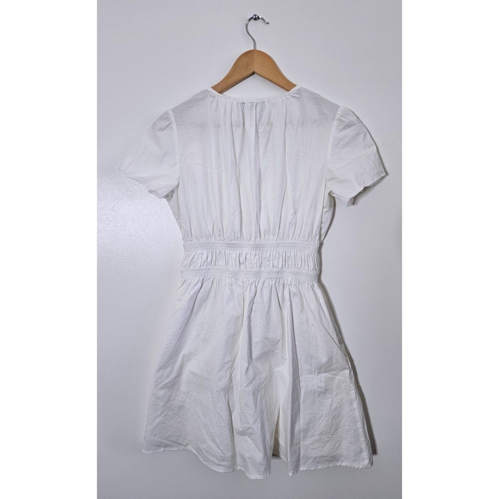 WAYF White V-Neck Smocked‎ Waist Mini Dress Women's Size XS Summer Casual Beach - Picture 3 of 6